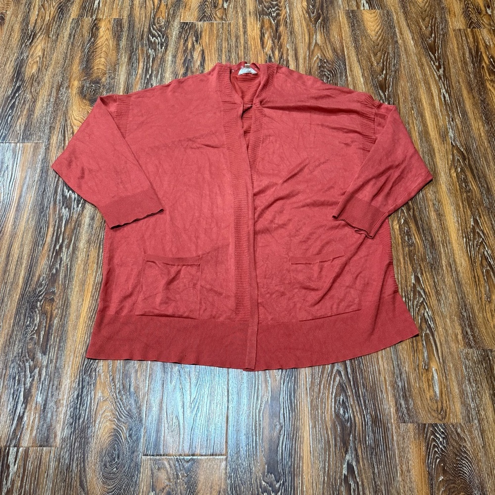 Terra‎ & Sky Women's Plus Size 4X Terracotta Orange Knit Cardigan Pocket Top
